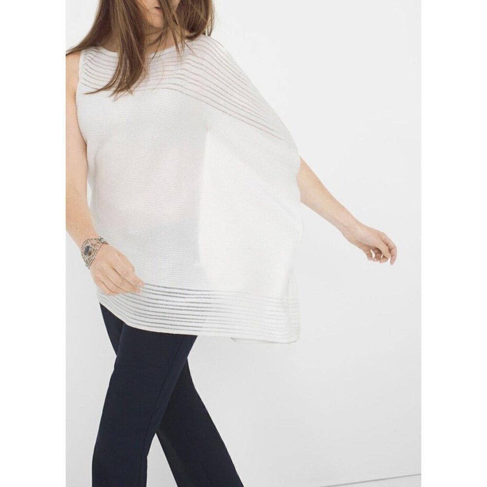 White House Black Market Sz S Asymmetric Drape Sleeve White Sweater Top
